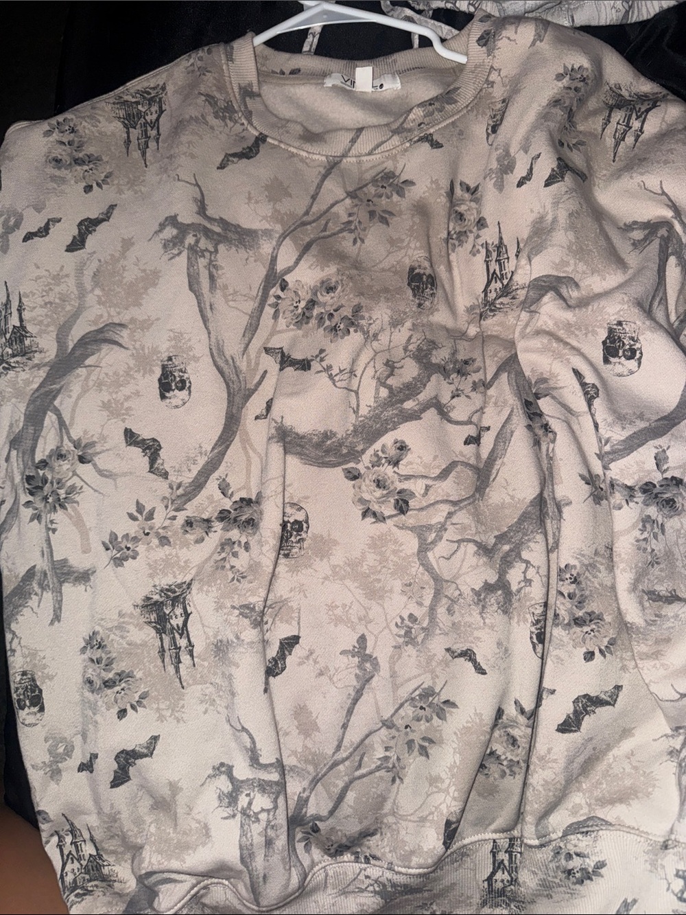 Target Light Beige Floral & Skull Print Sweatshirt